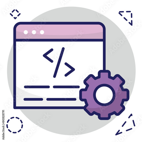 Conceptual flat design icon of web coding 