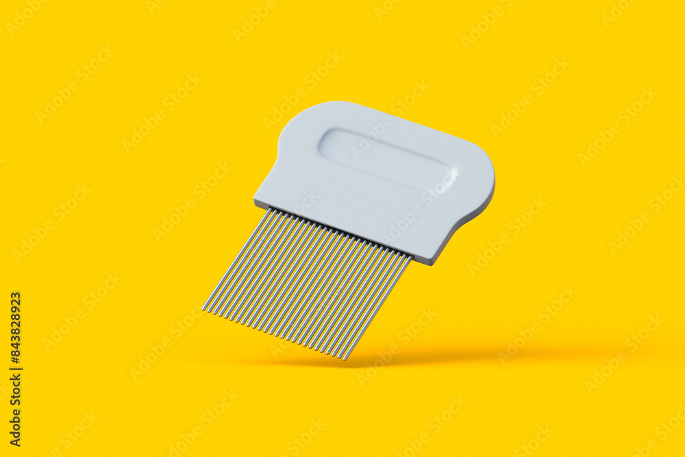 Falling comb for removing lice and nits on orange background. Medical ...