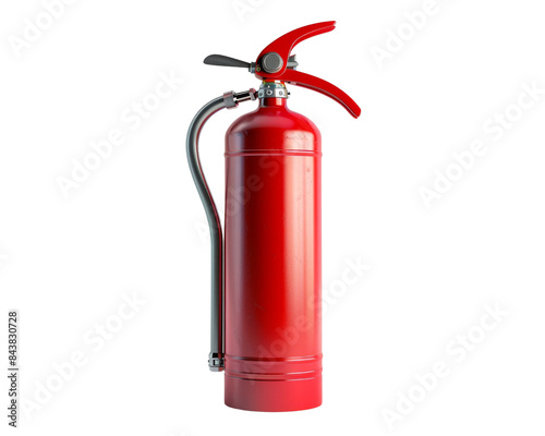 A classic red fire extinguisher isolated on a black background.