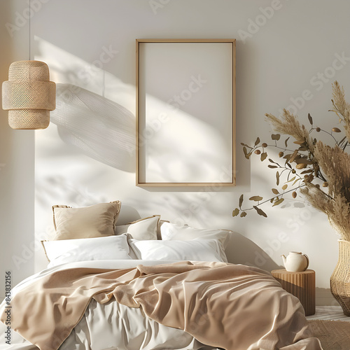 Farmhouse style bedroomMockup poster frame UHD Wallpapar

