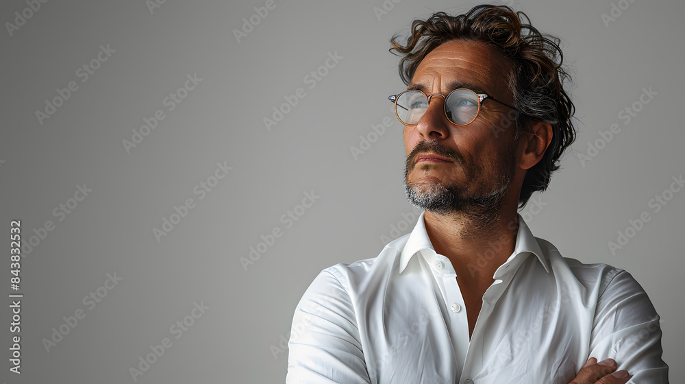 Obraz premium Good-looking middle-aged businessman with arms crossed isolated in a white background 