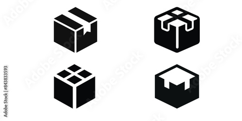 Set of 4 box collection vector illustrated icons best for branding