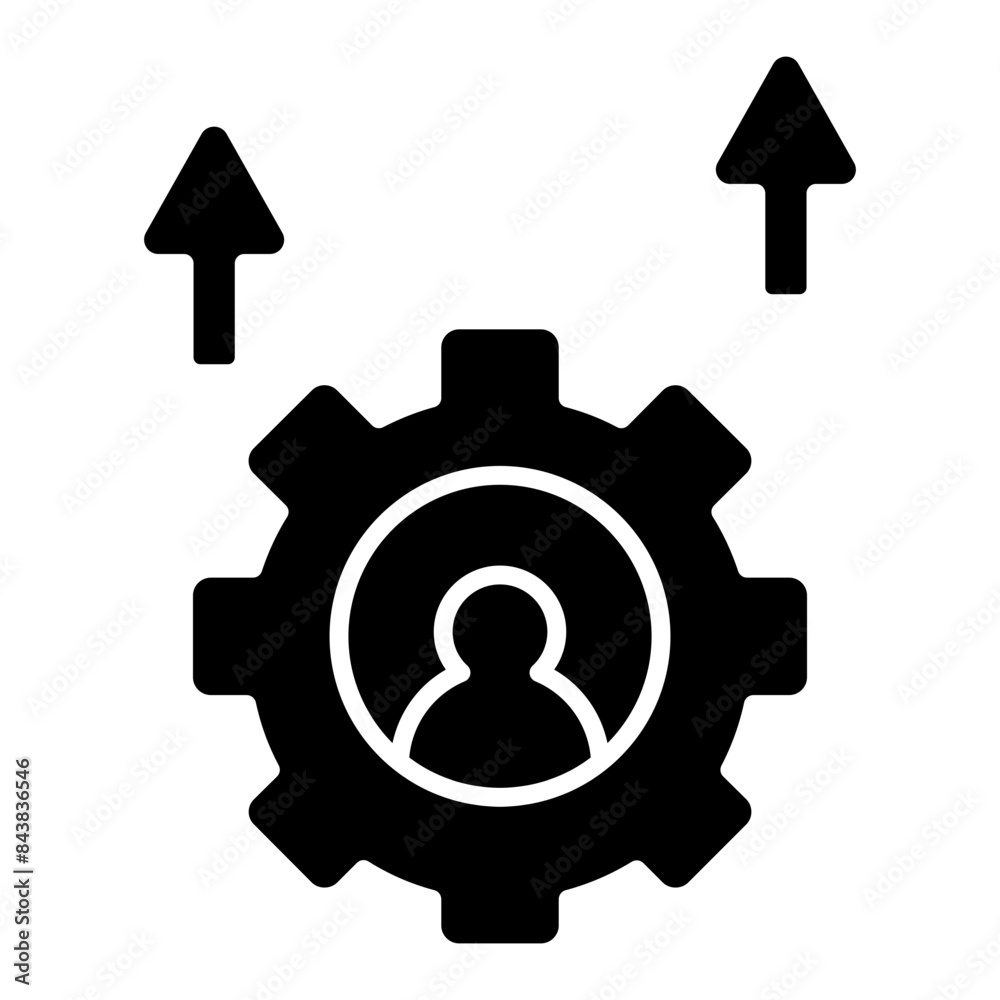 Avatar with gear showing concept of employee setting icon Avatar with gear showing concept of employee setting icon