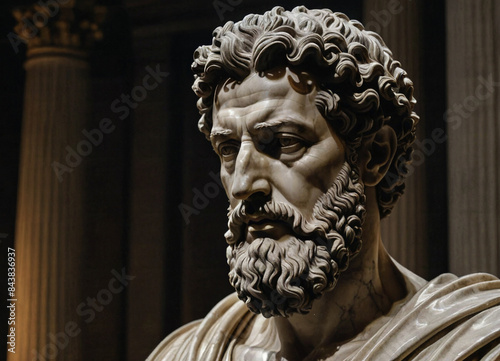 The Marble Portrait of Marcus Aurelius. A Historic Monument of Ancient Greece and Rome. Generative AI