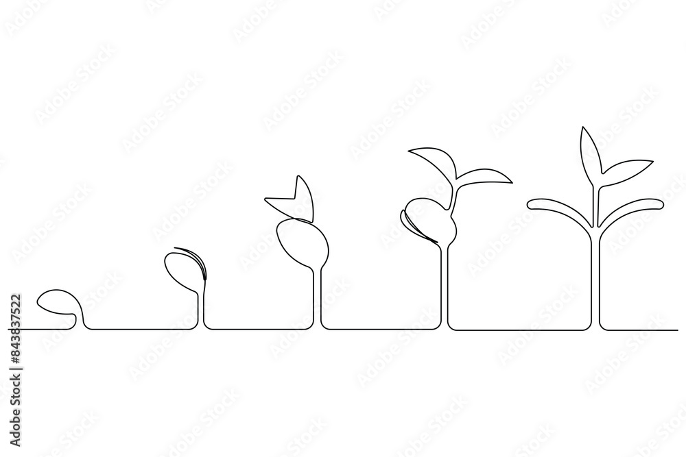 Plant growing continuous one line art drawing of tree plant outline vector illustration
Plant growing continuous one line art drawing of tree plant outline vector illustration