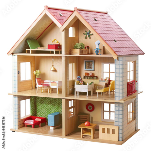 A doll house isolated on Transparent background.