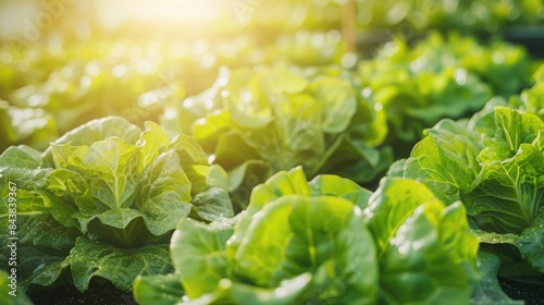 Organic hydroponic farm cultivating Butterhead Lettuce photo