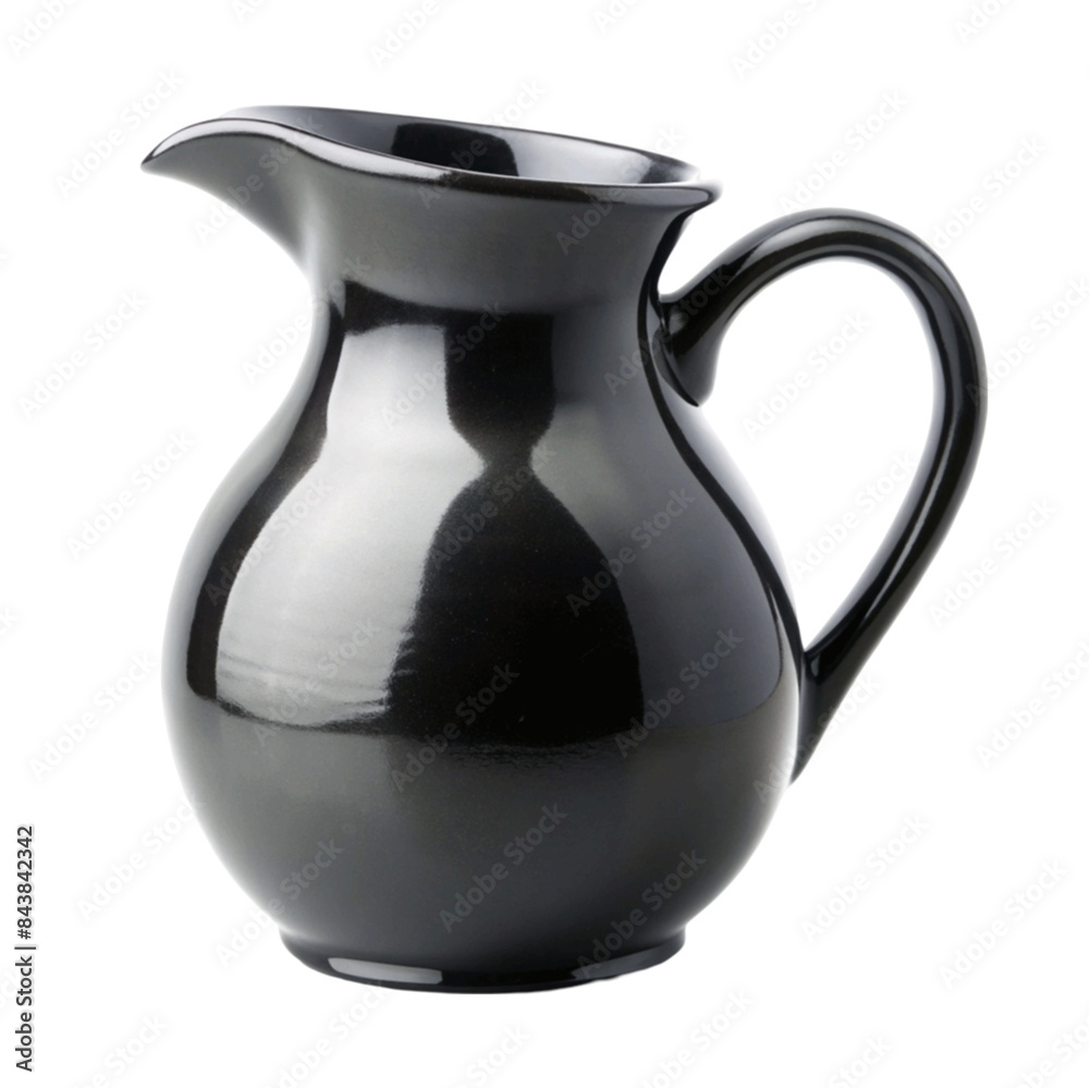 Empty black ceramic jug isolated on transparent background. Empty black ceramic jug isolated on transparent background.