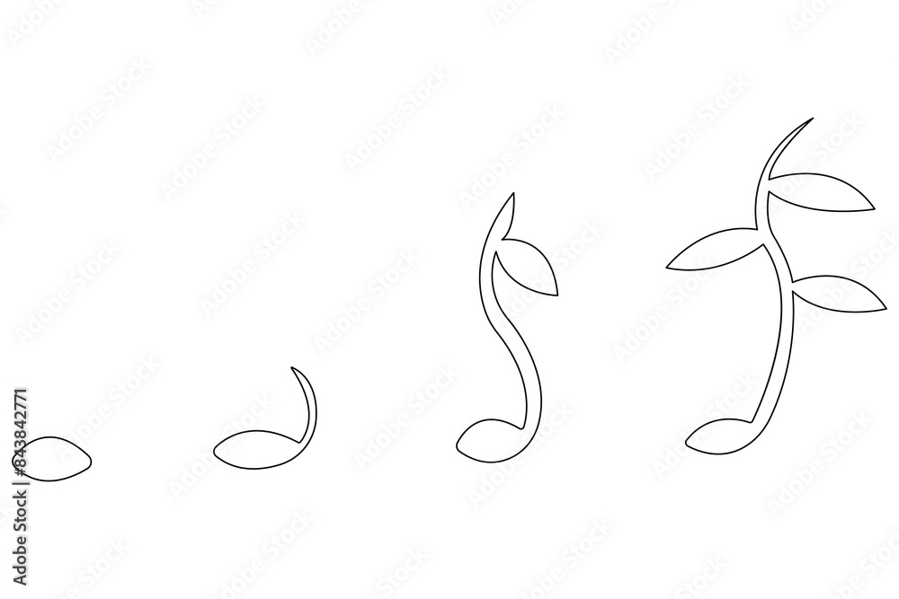 Continuous single line art drawing of plant growth processing from seed outline vector
Continuous single line art drawing of plant growth processing from seed outline vector