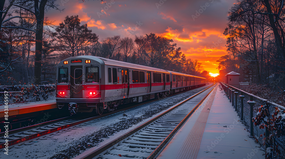 Obraz premium train at sunset