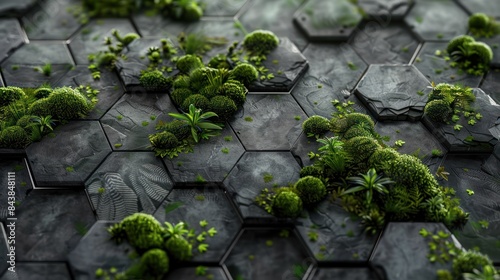 3d hexagonal grid of plants wallpaper