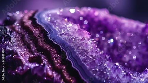 glistening amethyst geode semiprecious natural stone crystal macro photography