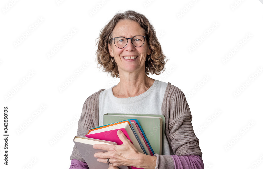 Teacher standing holding a book on a transparent background Teacher standing holding a book on a transparent background