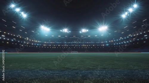 illuminated football stadium at night with bright floodlights european soccer championship concept photo