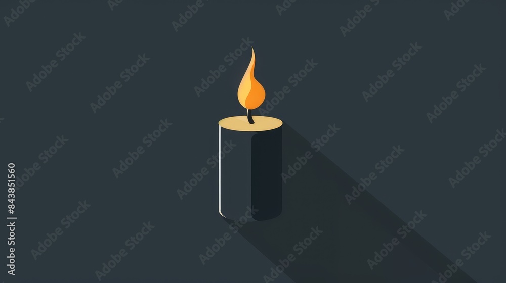 Illustration of a candle icon in 2d format showcasing a sleek silhouette of a burning candle in a stylish flat black color scheme Illustration of a candle icon in 2d format showcasing a sleek silhouette of a burning candle in a stylish flat black color scheme