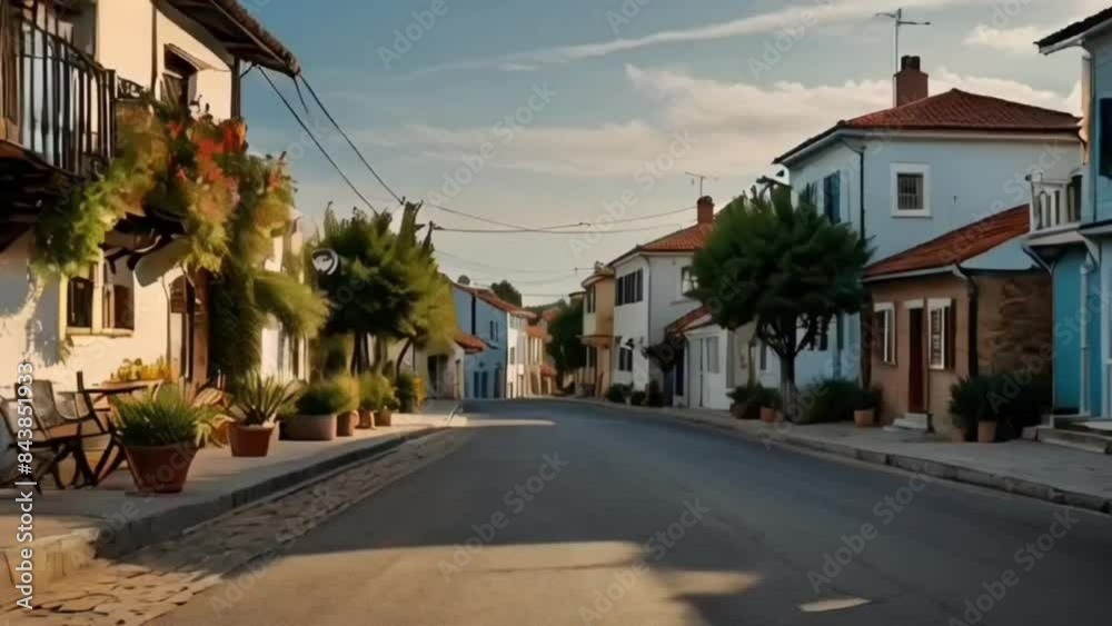 atmosphere of old village streets near the beach during the day, smooth looping video animation atmosphere of old village streets near the beach during the day, smooth looping video animation