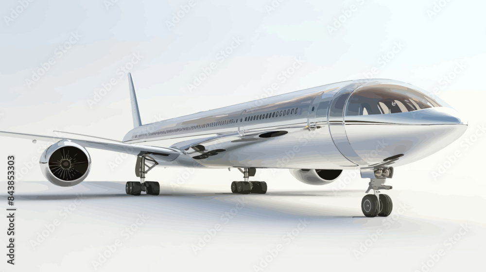 Fototapeta premium a silver jetliner sitting on top of a white floor