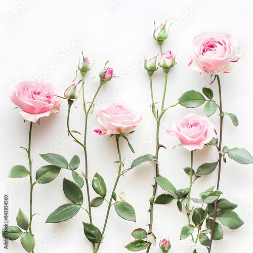 rose flowers with pink shade on the white background 