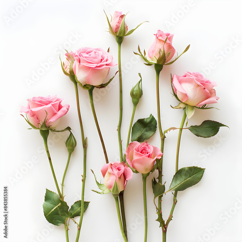 rose flowers with pink shade on the white background 