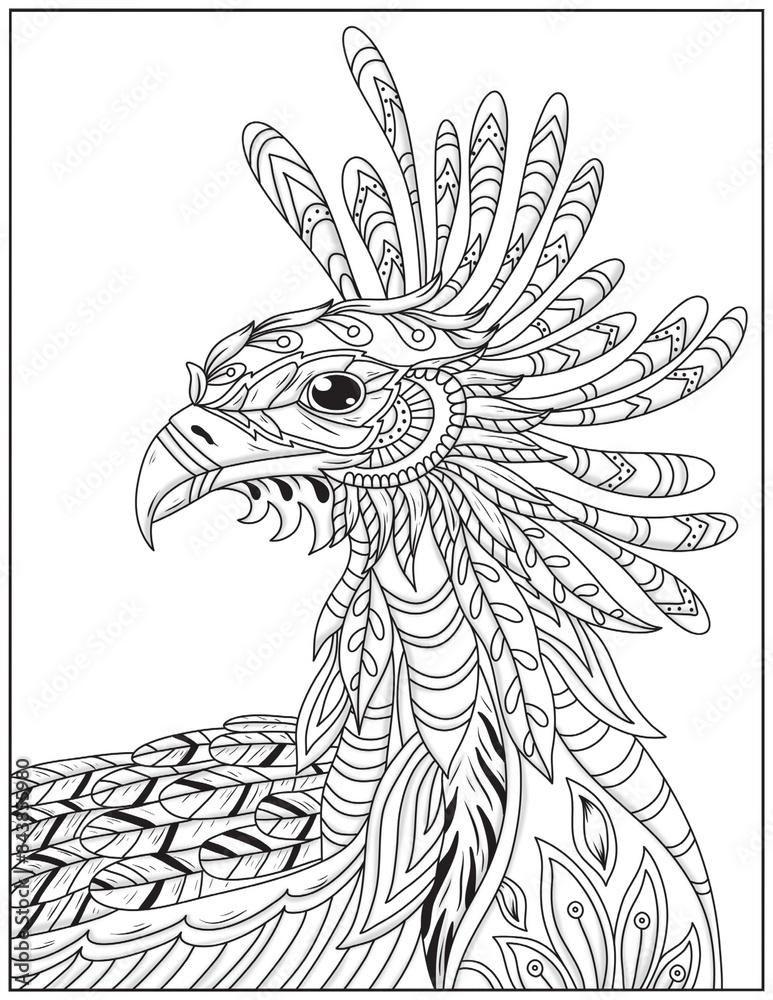 Fototapeta premium Animal Mandalas (Mindfulness) Coloring Pages ; Specially crafted with flowing illustrations and beautiful mandala patterns . Ideal for art therapy and cultivating meditative mindfulness