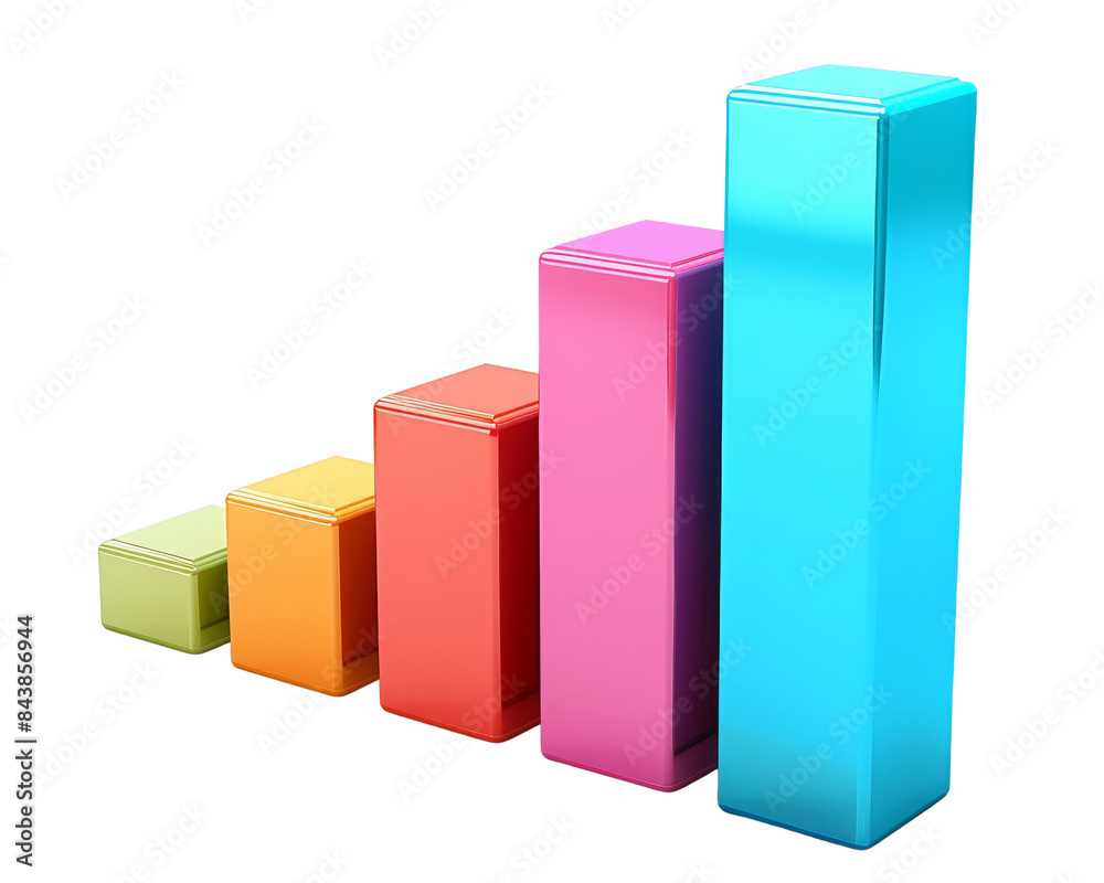 Abstract 3D bar chart showing upward trend in colorful pastel tones. Perfect for growth, success, and data visualizations. Abstract 3D bar chart showing upward trend in colorful pastel tones. Perfect for growth, success, and data visualizations.