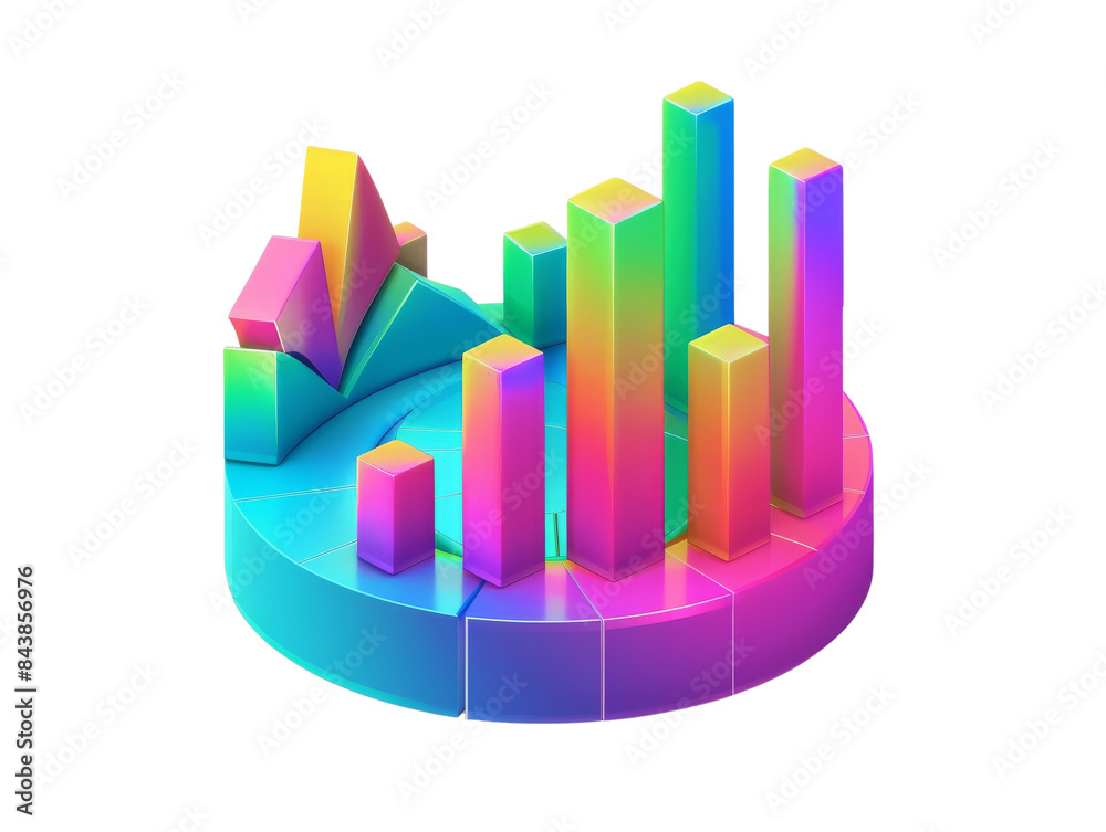 Abstract 3D colorful infographic with bar, pie and line charts. Business and finance concept. Data visualization. Abstract 3D colorful infographic with bar, pie and line charts. Business and finance concept. Data visualization.