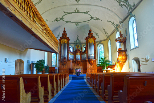 Innenansicht der reformierten Kirche in Gais im Schweizer Kanton Appenzell Ausserrhoden photo