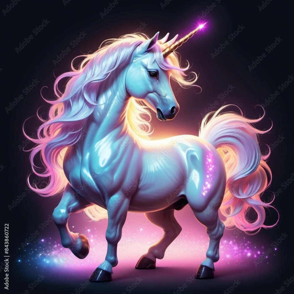 A beautiful mythical unicorn with a glow A beautiful mythical unicorn with a glow