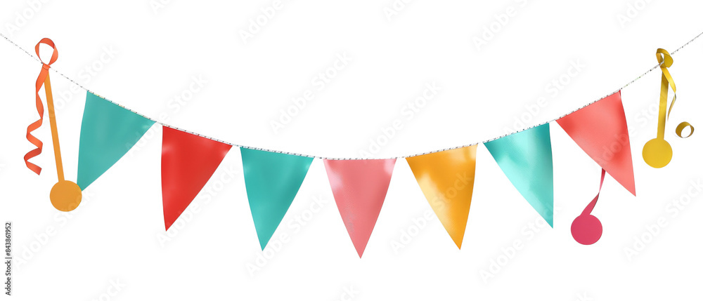 Obraz premium Colorful triangle bunting flags strung together.