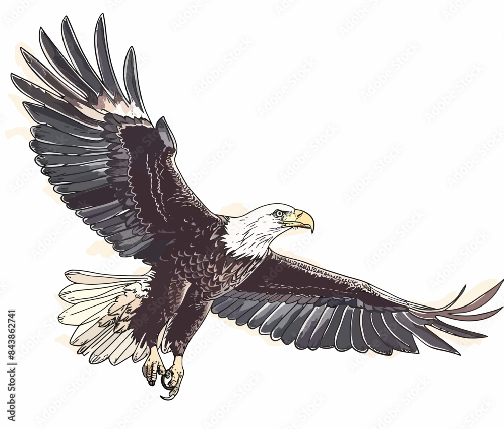 Obraz premium a drawing of an eagle flying in the air