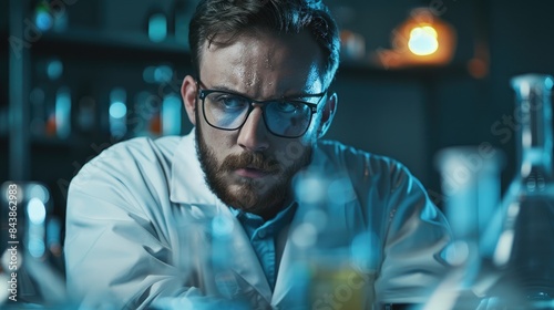 Male chemist working in the laboratory © 2rogan