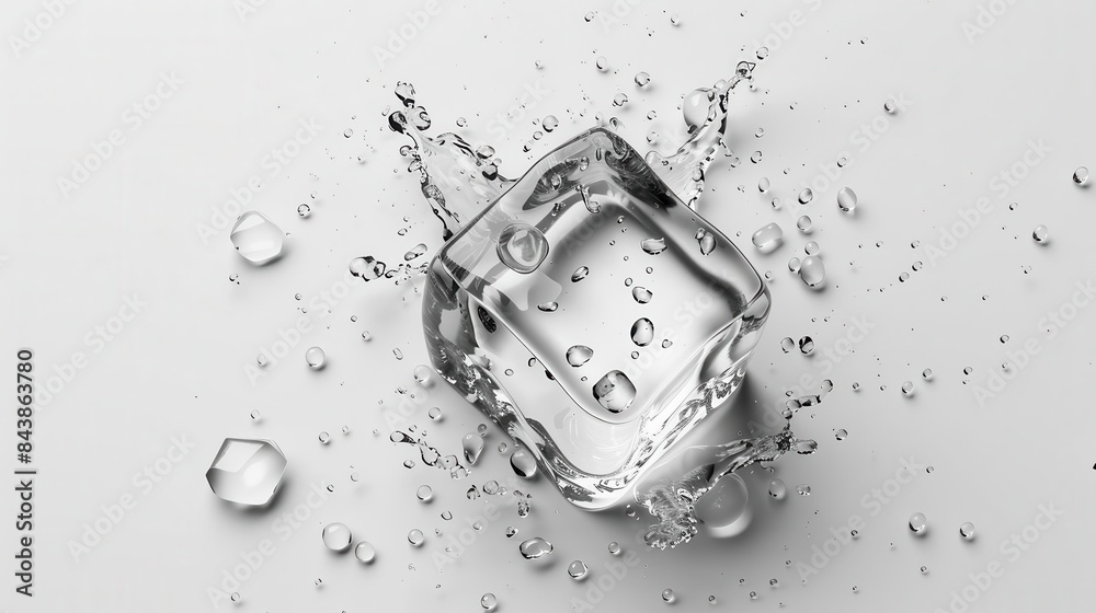 realistic ice cube with water drops on white background high resolution ...