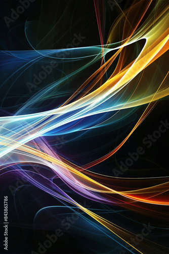 abstract dark background with flowing colouful wave