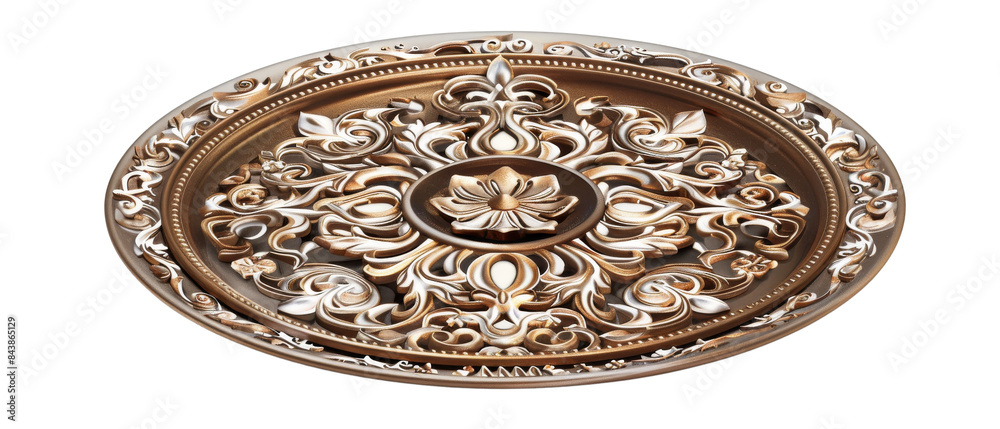Obraz premium Ornate oval ceiling medallion with intricate floral design.