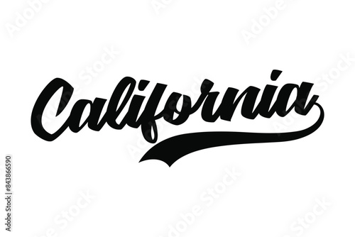 California hand lettering design for t-shirt, hoodie, baseball cap, jacket and other uses. Vector text "California" slogan for use in clothing design.