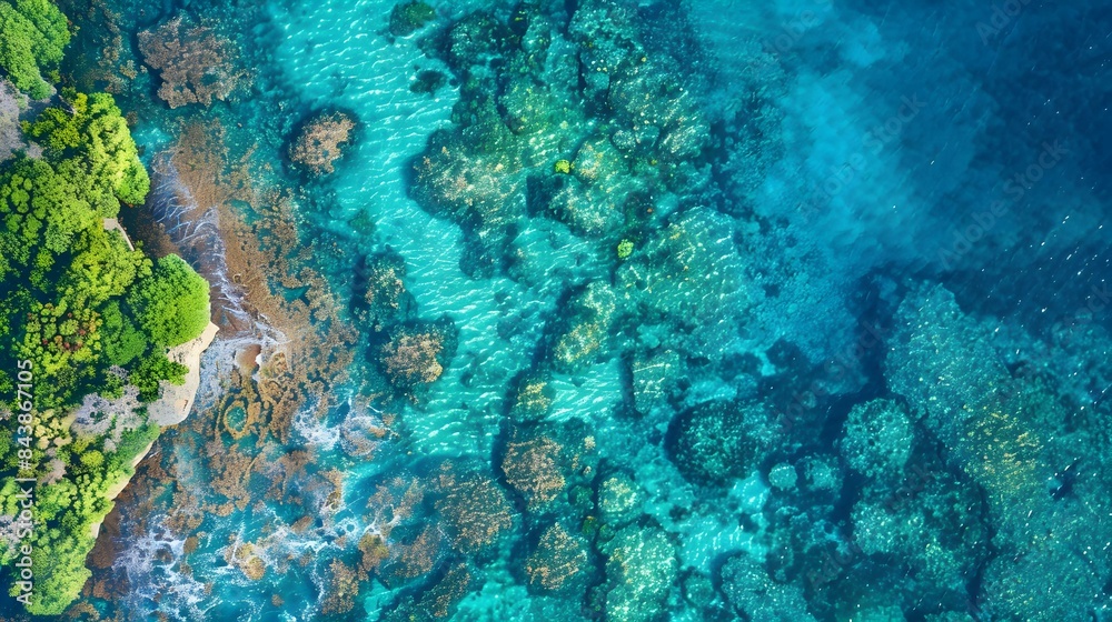 Fototapeta premium Coastline with vibrant coral reefs img