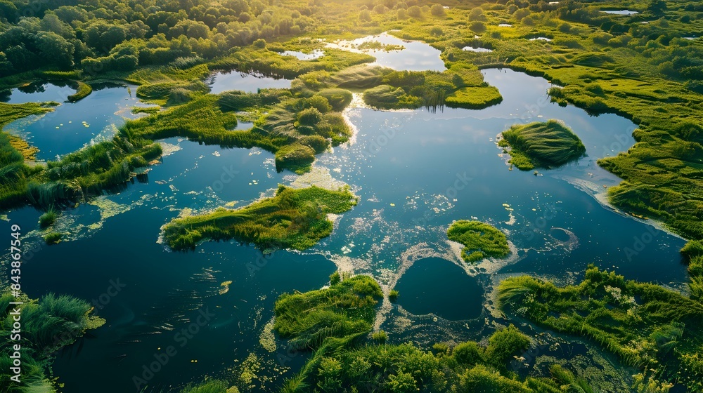 Wetland with numerous ponds Wetland with numerous ponds