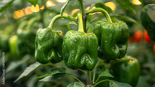 Close-Up Of Bell Pepper Growing In Vegetable Garden