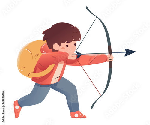 Archery bow and arrow, isolated on transparent background. Sport professional equipment symbolize precision, focus, and skill in this ancient sport