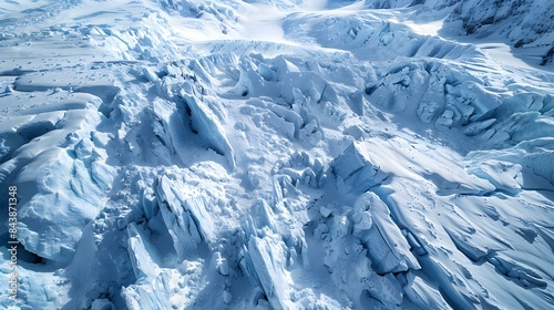 Glacier with crevasses and surrounding