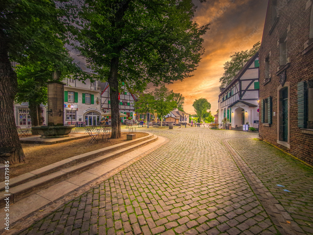 Architecture of the old town of Monheim am Rhein, Germany.
