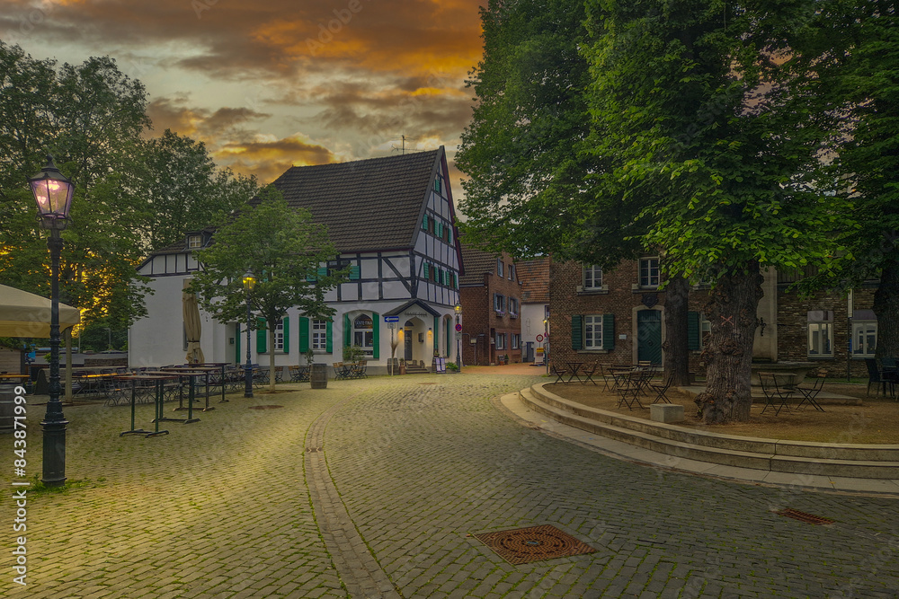Architecture of the old town of Monheim am Rhein, Germany.