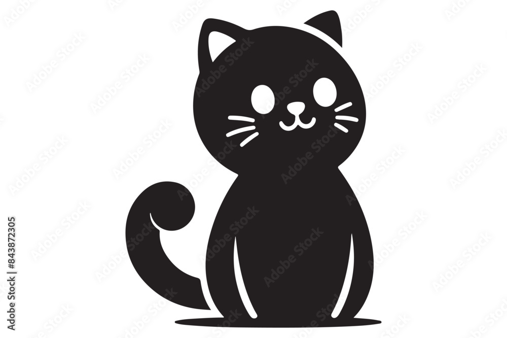 Cat silhouette. Vector in monochrome style on white background. Cat silhouette. Vector in monochrome style on white background.
