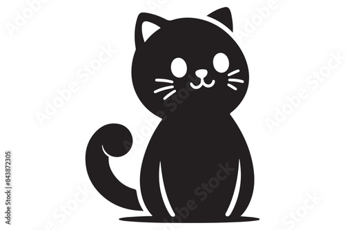 Cat silhouette. Vector in monochrome style on white background.