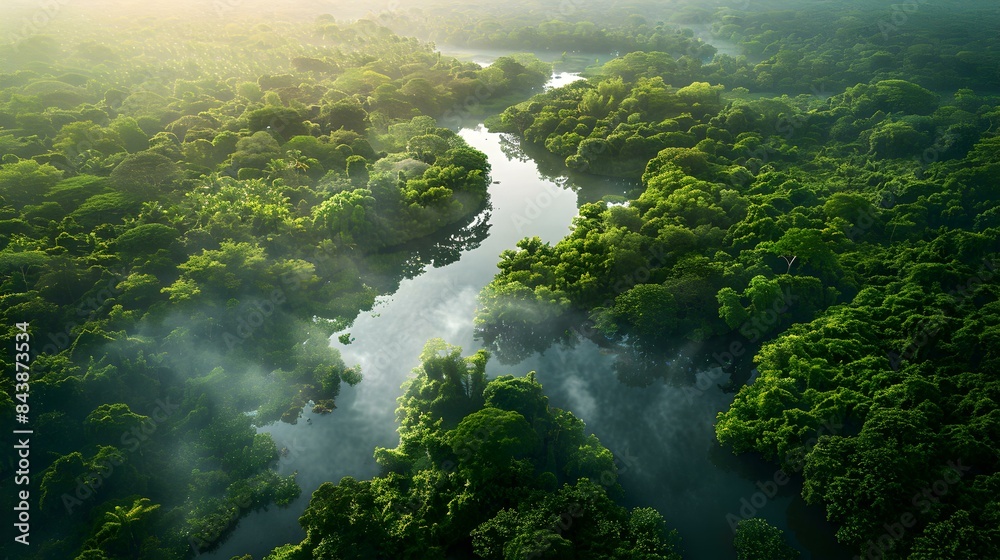 Lush green forests with winding picture Lush green forests with winding picture