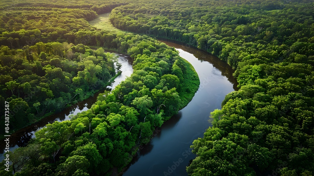 Dense forest with a winding image