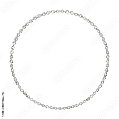 Wallpaper Mural Enclosed by Steel: 3D Chain Art. 3D illustration features sharp-tipped metal chains, skillfully crafted into a perfect circular frame (transparent PNG). A captivating element for modern art projects. Torontodigital.ca