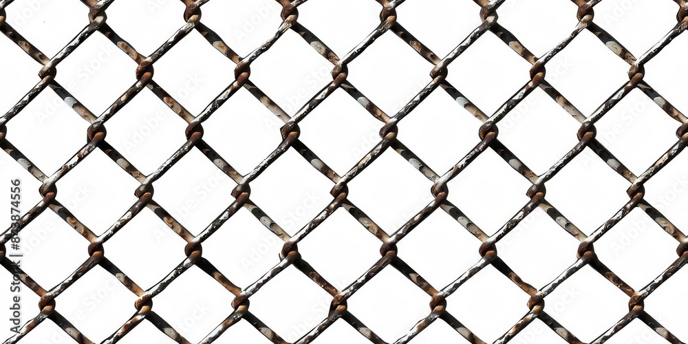 Fototapeta premium Close-Up of a Black Chain Link Fence With a White Background