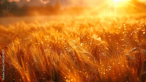 Sun casting golden light on a wheat field © ALLAH KING OF WORLD