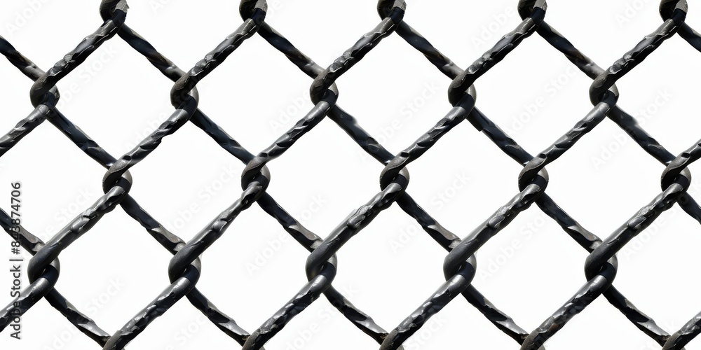 Close-Up of a Black Chain Link Fence With a White Background Close-Up of a Black Chain Link Fence With a White Background